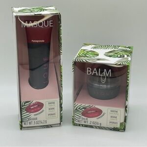 SET Lique-Lip Balm & Masque Hydrating For Dry Lips Pomegranate, Honey, Vanilla